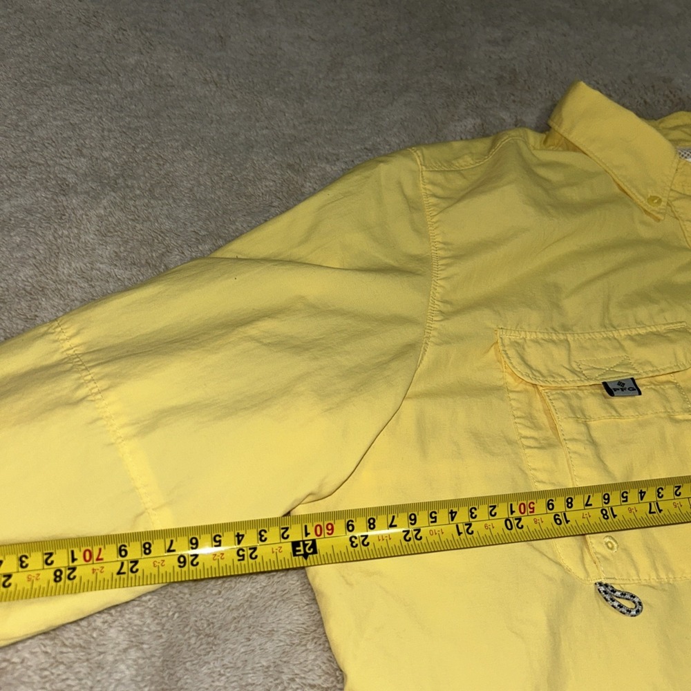 Columbia Shirt Mens XL PFG Vented Fishing UPF 30 Button Up Yellow - Picture 8 of 14